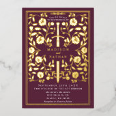 Mauve Royal Medieval Sword Wedding Folie Uitnodiging (Voorkant)