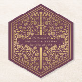 Mauve Royal Medieval Sword Wedding Paper Onderzett Kartonnen Onderzetters (Voorkant)