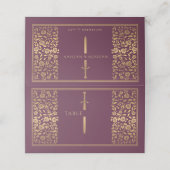 Mauve Royal Medieval Sword Wedding Place Card Plaatskaartje (Buitenkant ongevouwen)