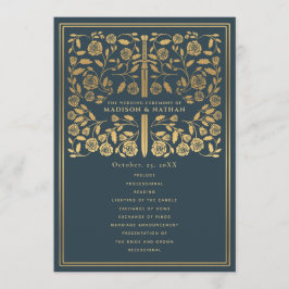 Mauve Royal Medieval Sword Wedding Programme Programmakaart