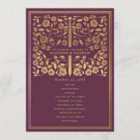 Mauve Royal Medieval Sword Wedding Programme