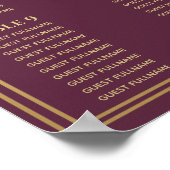 Mauve Royal Medieval Sword Wedding Seding Chart Poster (Hoek)