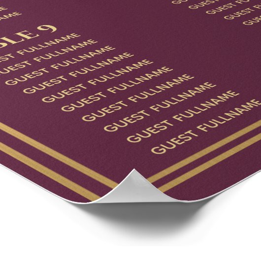 Mauve Royal Medieval Sword Wedding Seding Chart Poster (Hoek)