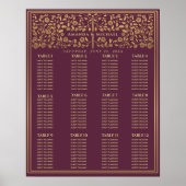 Mauve Royal Medieval Sword Wedding Seding Chart Poster (Voorkant)