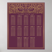 Mauve Royal Medieval Sword Wedding Seding Chart Poster (Voorkant)