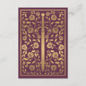 Mauve Royal middeleeuws zwaard bruiloft details Informatiekaartje (Achterkant)