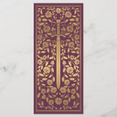 Mauve Royal middeleeuws zwaard bruiloft plat menu (Achterkant)