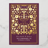 Mauve Royal middeleeuwse zwaard bruiloft Save the Folie Uitnodiging (Voorkant)