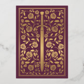 Mauve Royal middeleeuwse zwaard bruiloft Save the Folie Uitnodiging (Achterkant)