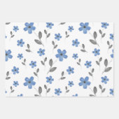 Mauve Roze Blauw Vijf bloemblaadjes Waterverf Inpakpapier Vel (Voorkant 3)