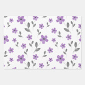 Mauve Roze Blauw Vijf bloemblaadjes Waterverf Inpakpapier Vel (Voorkant 2)