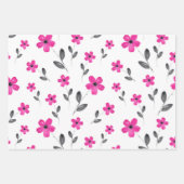 Mauve Roze Blauw Vijf bloemblaadjes Waterverf Inpakpapier Vel (Voorkant)