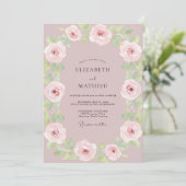 Mauve Roze Bloem Bruiloft Kaart (Staand voorkant)