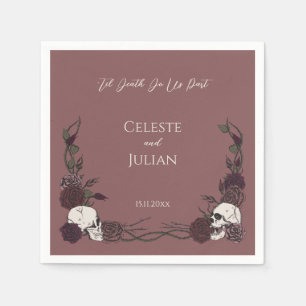 Mauve Roze Bloem Tot de Dood Schedels & Rozen Brui Servet