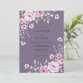 Mauve Roze Bloemblad Bruiloft Kaart (Staand voorkant)