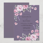 Mauve Roze Bloemblad Bruiloft Kaart (Voorkant / Achterkant)