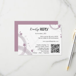 Mauve Roze Bloemen Bruiloft RSVP Kaart