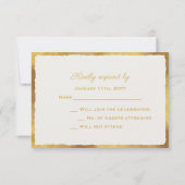 Mauve Roze Bloemen Luxe Gold Edge Wedding RSVP Kaartje (Achterkant)