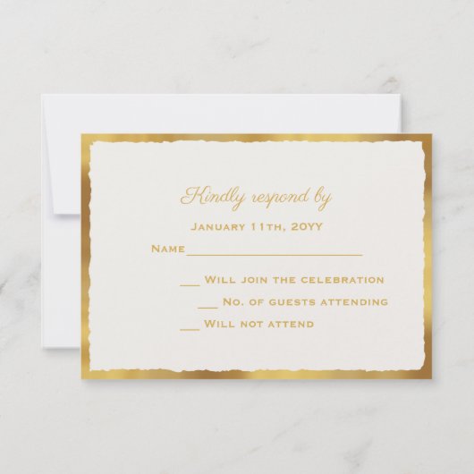 Mauve Roze Bloemen Luxe Gold Edge Wedding RSVP Kaartje (Achterkant)