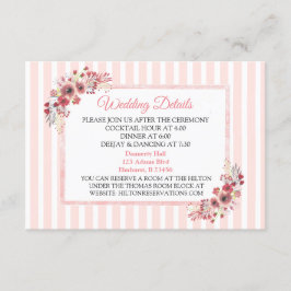 Mauve Roze Bloemen Trouw Detailkaart Informatiekaartje