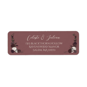 Mauve Roze Bloemenskelet Gotisch Retouradres Etiket