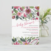 Mauve Roze Bos Waterverf Bloemenkraam Baby Shower Kaart (Staand voorkant)