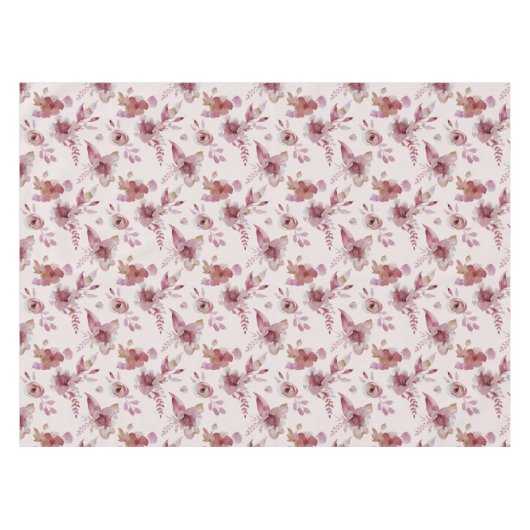 Mauve Roze Elegante Bloemige Chic Meisjes Baby Sho Tafelkleed (Voorkant (Horizontaal))