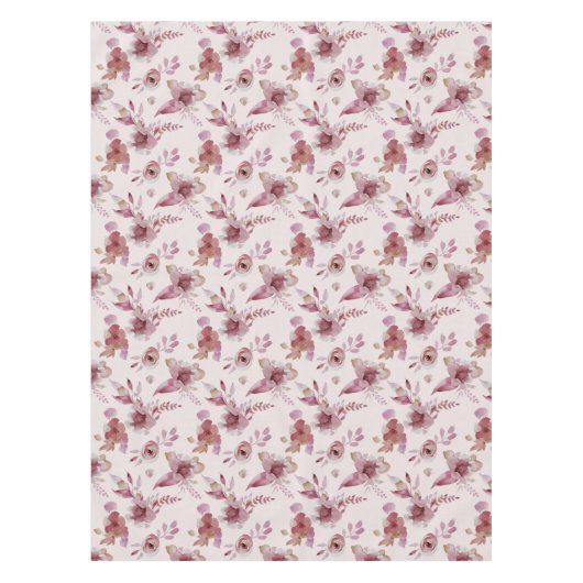 Mauve Roze Elegante Bloemige Chic Meisjes Baby Sho Tafelkleed (Voorkant)