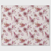 Mauve Roze Elegante Bloemrijke Chic Meisjes Baby S Cadeaupapier (Vlak)
