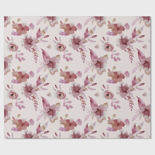 Mauve Roze Elegante Bloemrijke Chic Meisjes Baby S Cadeaupapier (Vlak)