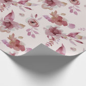 Mauve Roze Elegante Bloemrijke Chic Meisjes Baby S Cadeaupapier (Hoek)