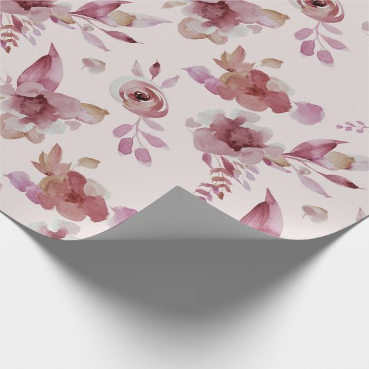 Mauve Roze Elegante Bloemrijke Chic Meisjes Baby S Cadeaupapier (Hoek)