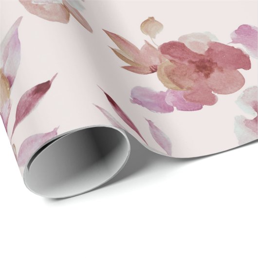 Mauve Roze Elegante Bloemrijke Chic Meisjes Baby S Cadeaupapier (Rol Hoek)