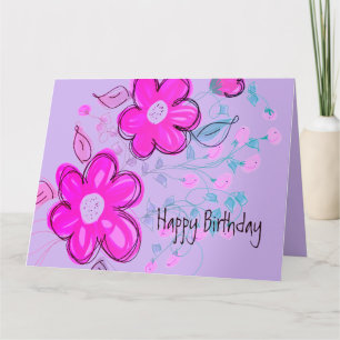 Mauve Roze en Blauwgroen Floral Kaart