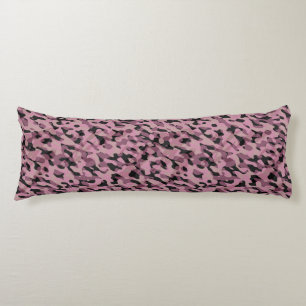 Mauve roze en houtskool Camo abstract Lichaamskussen