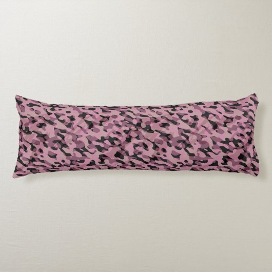 Mauve roze en houtskool Camo abstract Lichaamskussen (Voorkant)