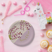 Mauve roze en licht groen met wit papieren bordje (Feest)