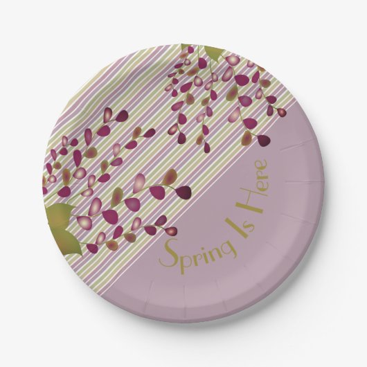 Mauve roze en licht groen met wit papieren bordje (Voorkant)