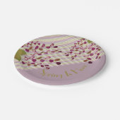 Mauve roze en licht groen met wit papieren bordje (Gekanteld)