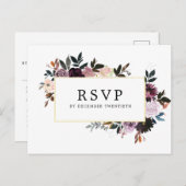 Mauve Roze en Paarse Bloemen DIY Bruiloft Reactie Uitnodiging Briefkaart (Voorkant / Achterkant)