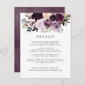 Mauve Roze en Paarse Bloemige Gastdetails Informatiekaartje (Voorkant / Achterkant)