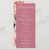 Mauve Roze en Witte Rozen Trouwprogramma's Menu (Voorkant / Achterkant)
