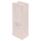 Mauve & Roze Gepersonaliseerde Naam Trouwfeest Wijn Cadeautas (Achterkant Gekanteld)