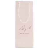 Mauve & Roze Gepersonaliseerde Naam Trouwfeest Wijn Cadeautas (Achterkant)