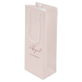 Mauve & Roze Gepersonaliseerde Naam Trouwfeest Wijn Cadeautas (Voorkant Gekanteld)