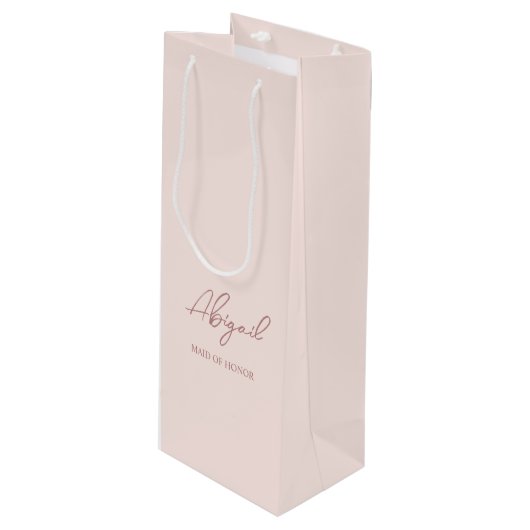 Mauve & Roze Gepersonaliseerde Naam Trouwfeest Wijn Cadeautas (Voorkant Gekanteld)