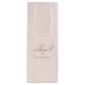 Mauve & Roze Gepersonaliseerde Naam Trouwfeest Wijn Cadeautas (Voorkant)