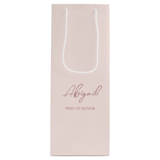 Mauve & Roze Gepersonaliseerde Naam Trouwfeest Wijn Cadeautas (Voorkant)