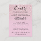 Mauve Roze Glitter Brows Nazorg Icon Visitekaartje (Achterkant)