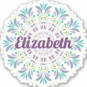 Mauve, roze, groene Scandinavische Folk Art Mandal Sticker